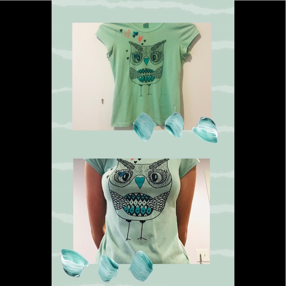 Teal green owl shirt